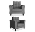 Adorn India Maddox Tufted 3-1-1 5 Seater Wood Sofa Set (Grey) (3 Year Warranty)