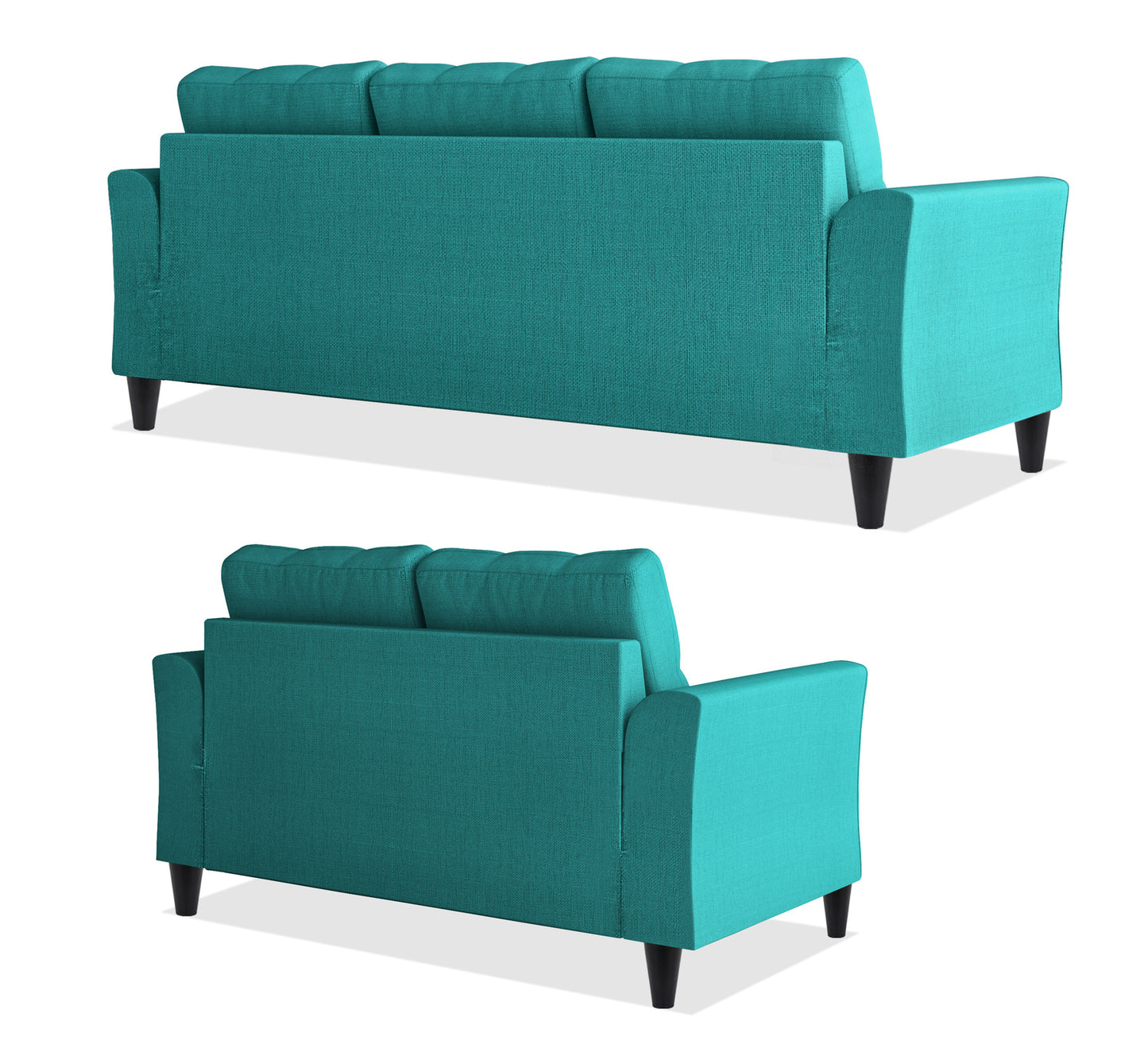 Adorn India Maddox Tufted 5 Seater 3+2 Sofa Set (Aqua Blue)