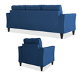 Adorn India Maddox Tufted 3-1-1 5 Seater Wood Sofa Set (Blue) (3 Year Warranty)