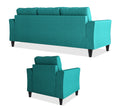 Adorn India Maddox Tufted 3-1-1 5 Seater Wood Sofa Set (Aqua Blue) (3 Year Warranty)