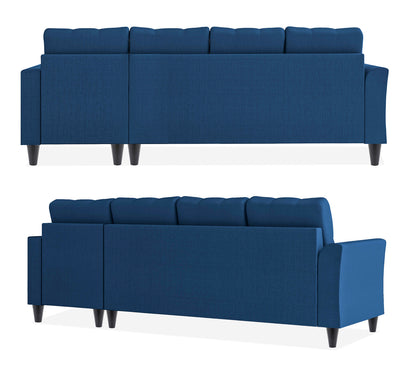 Adorn India Maddox Tufted L Shape 6 Seater Sofa Set RHS (Blue) Wood