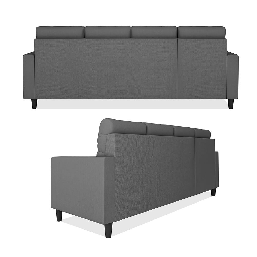 Adorn India Darcy L Shape 6 Seater Sofa Set (LHS) (Grey) (3 Year Warranty)
