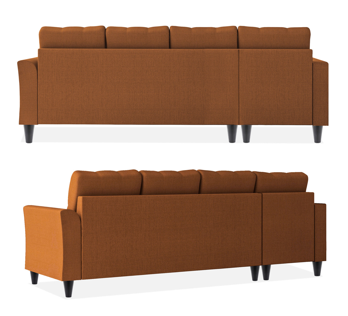 Adorn India Maddox Tufted L Shape 6 Seater Sofa Set LHS (Rust)