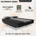 Adorn India Premium New Aspen 3 Seater Sofa Cum Bed 4X6 Velvet Suede with 2 Cushions (Color Dark Grey & Grey) and Suitable for All Indoor, with 3 Years Warranty