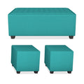 Darcy L Shape 8 Seater Sofa Set with Center Table and 2 Ottoman Puffy (LHS) (Aqua Blue)