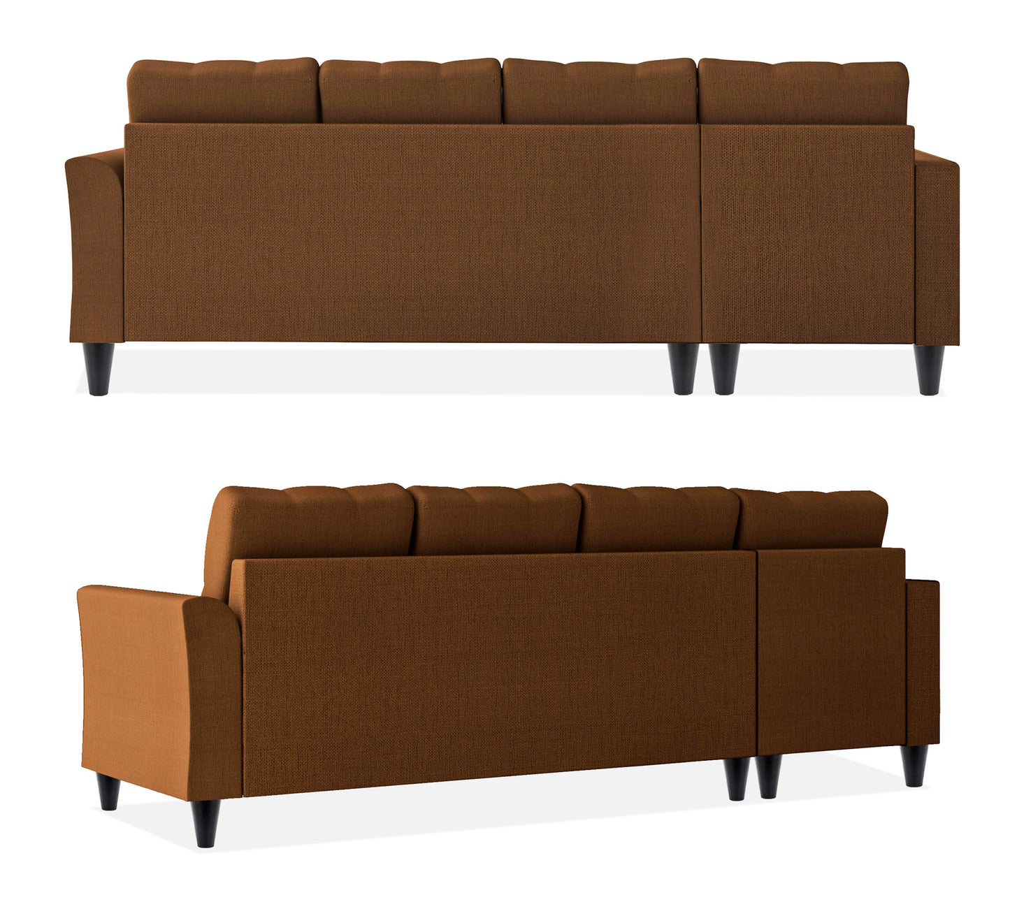 Adorn India Maddox Tufted L Shape 6 Seater Sofa Set LHS (Brown) (3 Year Warranty)