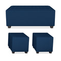 Darcy L Shape 8 Seater Sofa Set with Center Table and 2 Ottoman Puffy (LHS) (Blue)