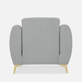 Adorn India Premium Luster Plus 1 Seater Sofa | Velvet Suede Fabric | 3-Year Warranty | Color Grey with Golden Legs & Striped Pattern Cushion