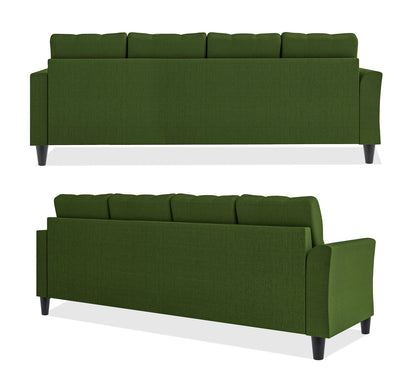 Adorn India Maddox Tufted L Shape 6 Seater Sofa Set RHS (Green) (3 Year Warranty)