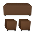 Darcy L Shape 8 Seater Sofa Set with Center Table and 2 Ottoman Puffy (LHS) (Brown)