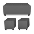Darcy L Shape 8 Seater Sofa Set with Center Table and 2 Ottoman Puffy (RHS) (Grey)