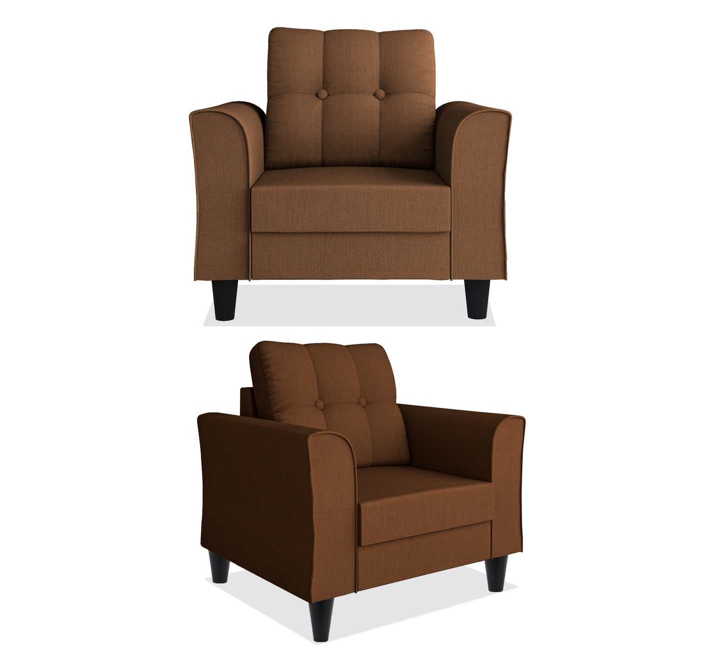 Adorn India Maddox 6 Seater 3+2+1 Sofa Set (Brown)