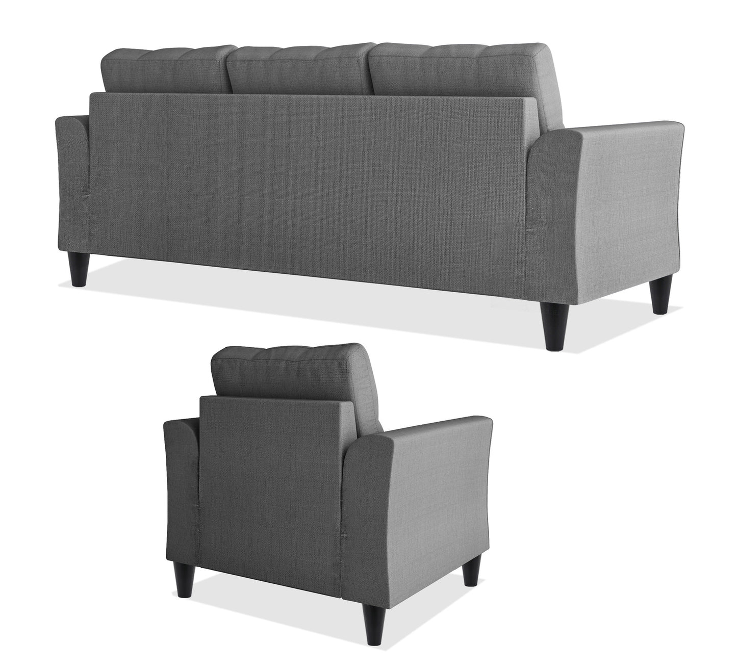 Adorn India Maddox 5 Seater 3-1-1 Sofa Set (Grey) - Wood