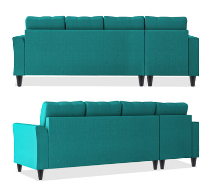 Adorn India Maddox Tufted L Shape 6 Seater Sofa Set LHS (Aqua Blue)