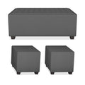 Darcy L Shape 8 Seater Sofa Set with Center Table and 2 Ottoman Puffy (Lhs) (Grey)