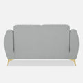 Adorn India Premium Luster Plus 2 Seater Sofa | Velvet Suede Fabric | 3-Year Warranty | Color Grey with Golden Legs & Striped Pattern Cushion