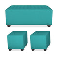 Darcy L Shape 8 Seater Sofa Set with Center Table and 2 Ottoman Puffy (RHS) (Aqua Blue)