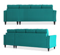 Adorn India Maddox Tufted L Shape 5 Seater Sofa Wood Sofa Set RHS (Aqua Blue) (3 Year Warranty)