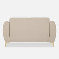 Adorn India Premium Luster Plus 2 Seater Sofa | Velvet Suede Fabric | 3-Year Warranty | Color Beige with Golden Legs & Striped Pattern Cushion