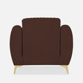 Adorn India Premium Luster Plus 1 Seater Sofa | Velvet Suede Fabric | 3-Year Warranty | Color Brown with Golden Legs & Striped Pattern Cushion