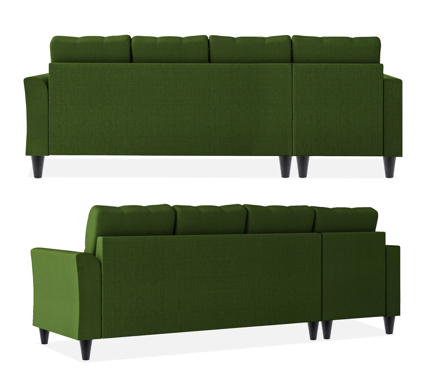 Adorn India Maddox Tufted L Shape 6 Seater Sofa Set LHS (Green)