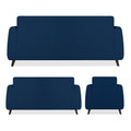 Adorn India Harlem 6 Seater 3+2+1 Fabric Sofa Set (Blue) (3 Year Warranty)