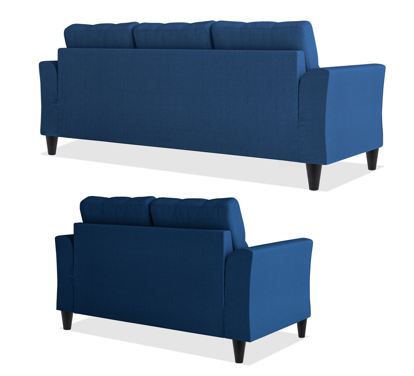 Adorn India Maddox Tufted 3+2 5 Seater Sofa Set (Blue)