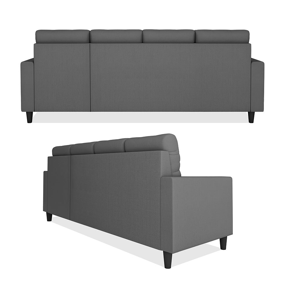 Adorn India Darcy L Shape 6 Seater Sofa Set (RHS) (Grey) (3 Year Warranty)