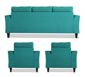 Adorn India Maddox Tufted 3-1-1 5 Seater Wood Sofa Set (Aqua Blue) (3 Year Warranty)