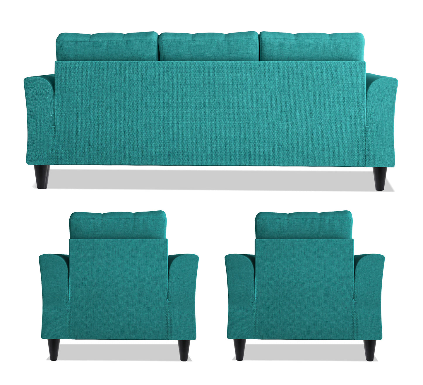 Adorn India Maddox Tufted 3-1-1 5 Seater Sofa Set (Aqua Blue)