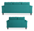 Adorn India Maddox Tufted 5 Seater 3+2 Sofa Set (Aqua Blue) (3 Year Warranty)