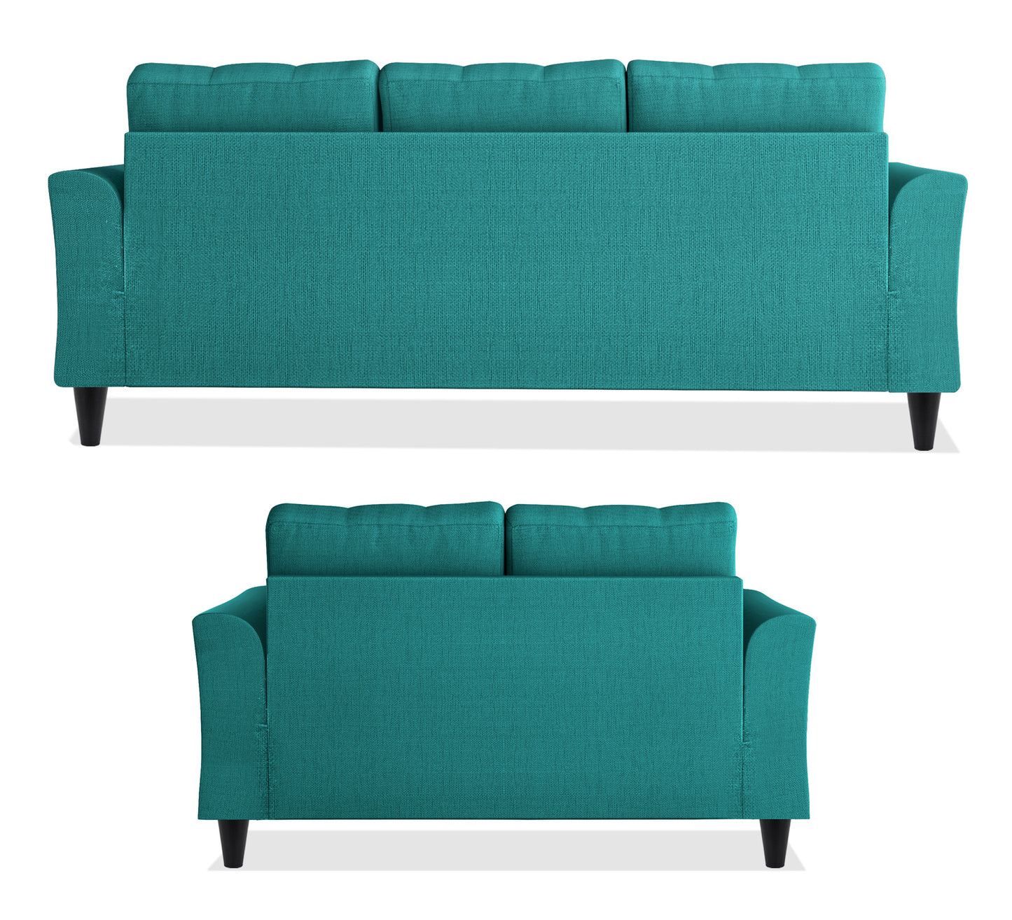 Adorn India Maddox Tufted 5 Seater 3+2 Sofa Set (Aqua Blue)