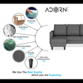 Chandler Plain L Shape 6 Seater Sofa Set Lhs (Grey)