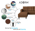 Adorn India Maddox Tufted L Shape 5 Seater Sofa Set LHS (Brown) (3 Year Warranty)