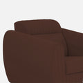 Adorn India Premium Luster Plus 1 Seater Sofa | Velvet Suede Fabric | 3-Year Warranty | Color Brown with Golden Legs & Striped Pattern Cushion