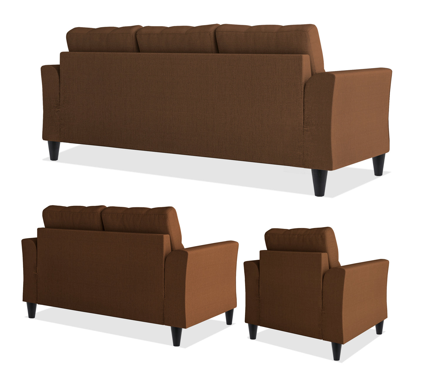 Adorn India Maddox 6 Seater 3+2+1 Sofa Set (Brown)