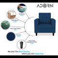 Adorn India Darcy 1 Seater Sofa (Blue) (3 Year Warranty)