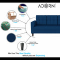 Adorn India Darcy 3 Seater Sofa (Blue) (3 Year Warranty)