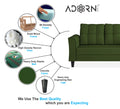 Adorn India Maddox Tufted L Shape 5 Seater Sofa Set RHS (Green) (3 Year Warranty)