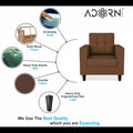 Adorn India Darcy 1 Seater Sofa (Brown) (3 Year Warranty)