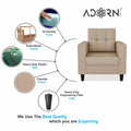 Adorn India Darcy 1 Seater Sofa (Beige) (3 Year Warranty)