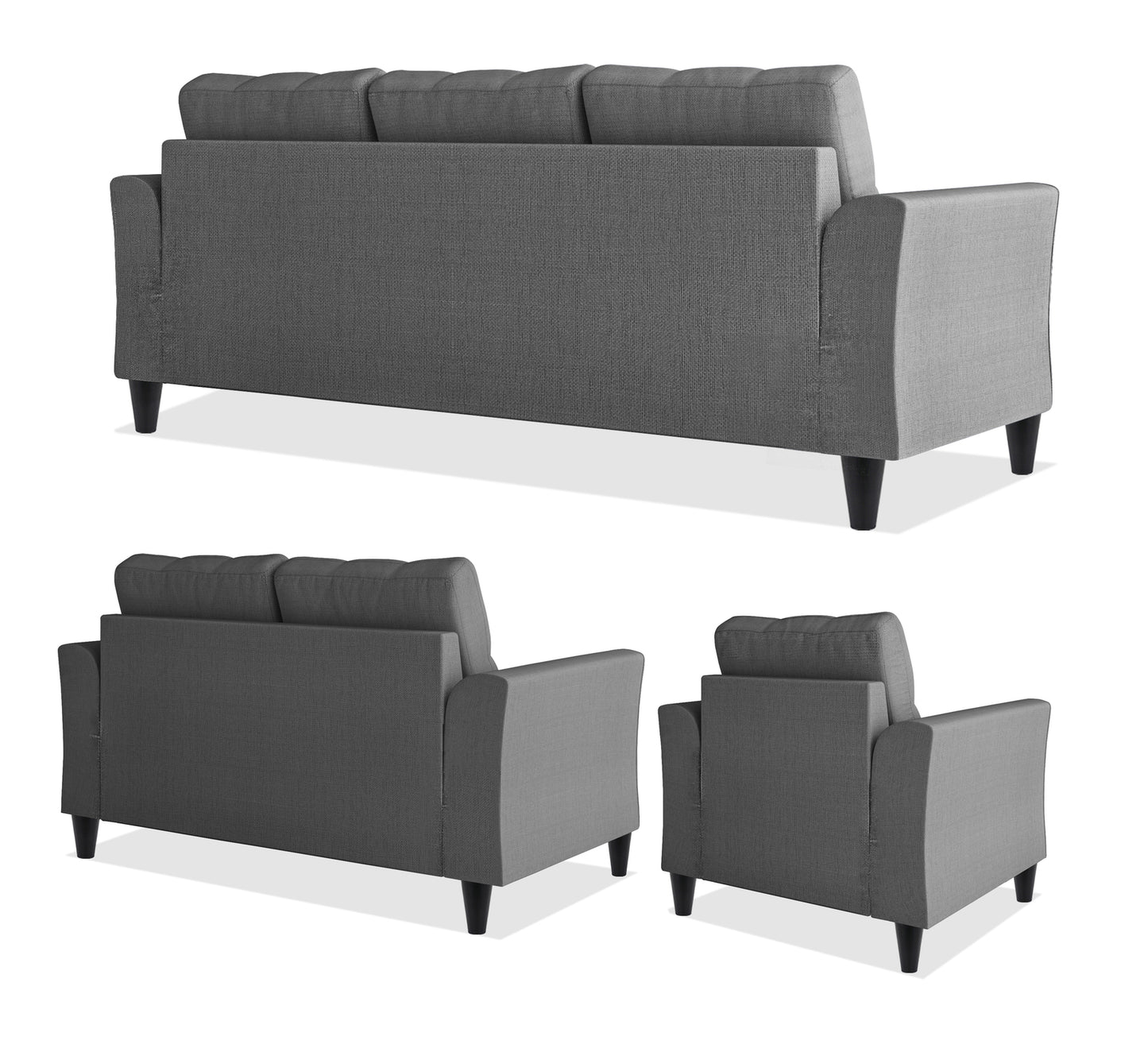 Adorn India Maddox 6 Seater 3+2+1 Sofa Set (Grey)