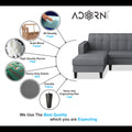 Rio Elegant L Shape 6 Seater Sofa Set (Lhs) (Grey)