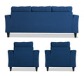 Adorn India Maddox Tufted 3-1-1 5 Seater Wood Sofa Set (Blue) (3 Year Warranty)