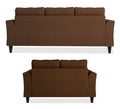 Adorn India Maddox Tufted 3+2 5 Seater Sofa Set (Brown) (3 Year Warranty)