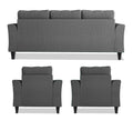 Adorn India Maddox Tufted 3-1-1 5 Seater Wood Sofa Set (Grey) (3 Year Warranty)