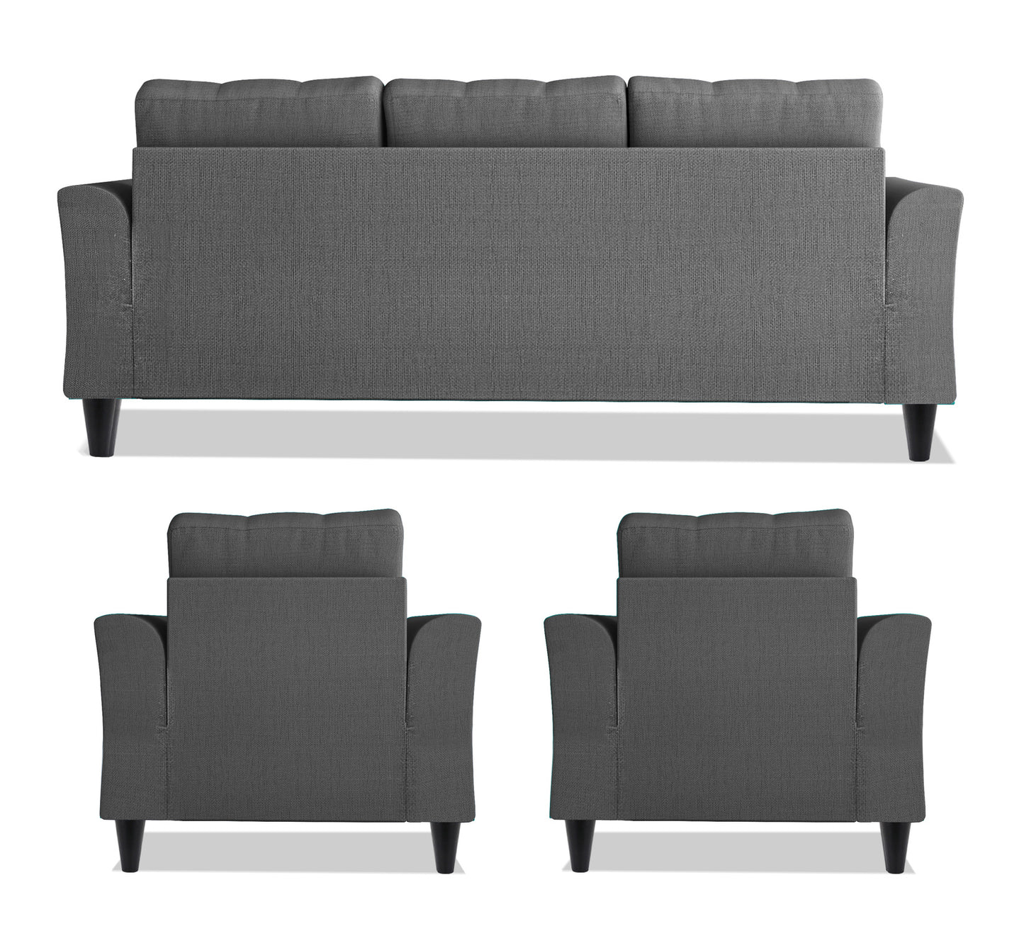 Adorn India Maddox 5 Seater 3-1-1 Sofa Set (Grey) - Wood