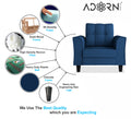Adorn India Maddox Tufted 1 Seater Sofa (Blue) (3 Year Warranty)