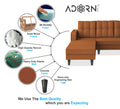 Adorn India Maddox Tufted L Shape 6 Seater Sofa Set LHS (Rust) (3 Year Warranty)