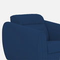 Adorn India Premium Luster Plus 1 Seater Sofa | Velvet Suede Fabric | 3-Year Warranty | Color Blue with Golden Legs & Striped Pattern Cushion
